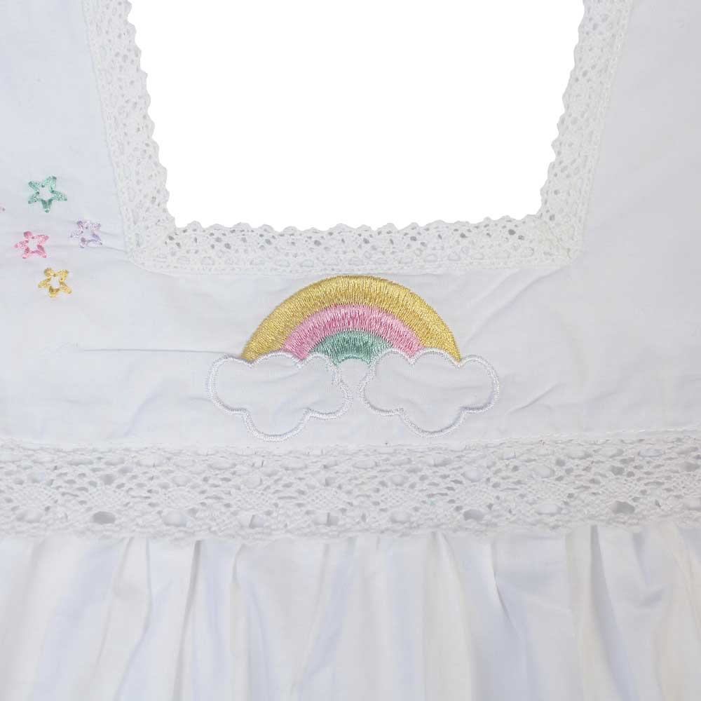 Girls White Cotton Unicorn Embroidered Nightdress 'Ophelia'