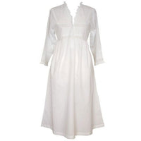 Ladies Long Sleeve Nightdress With Frilly V Neck Line 'Elizabeth'