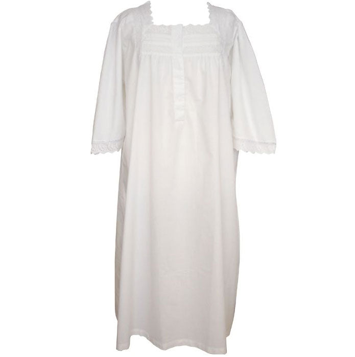Ladies White Nightdress With Ruffled Broderie Anglaise 'Eliza'