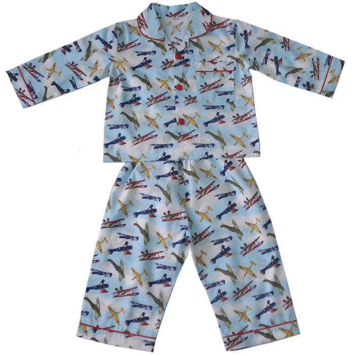 Children's Aeroplane Print Cotton Pyjamas