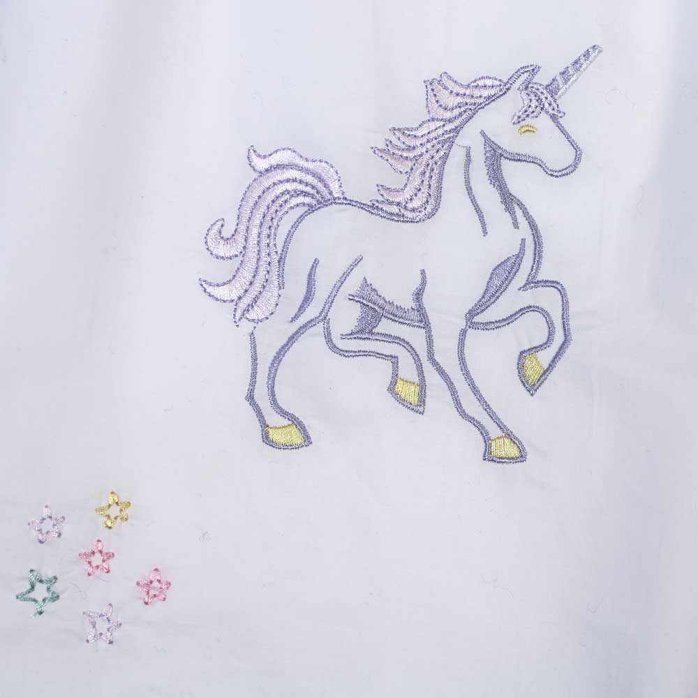 Girls White Cotton Unicorn Embroidered Nightdress 'Ophelia'