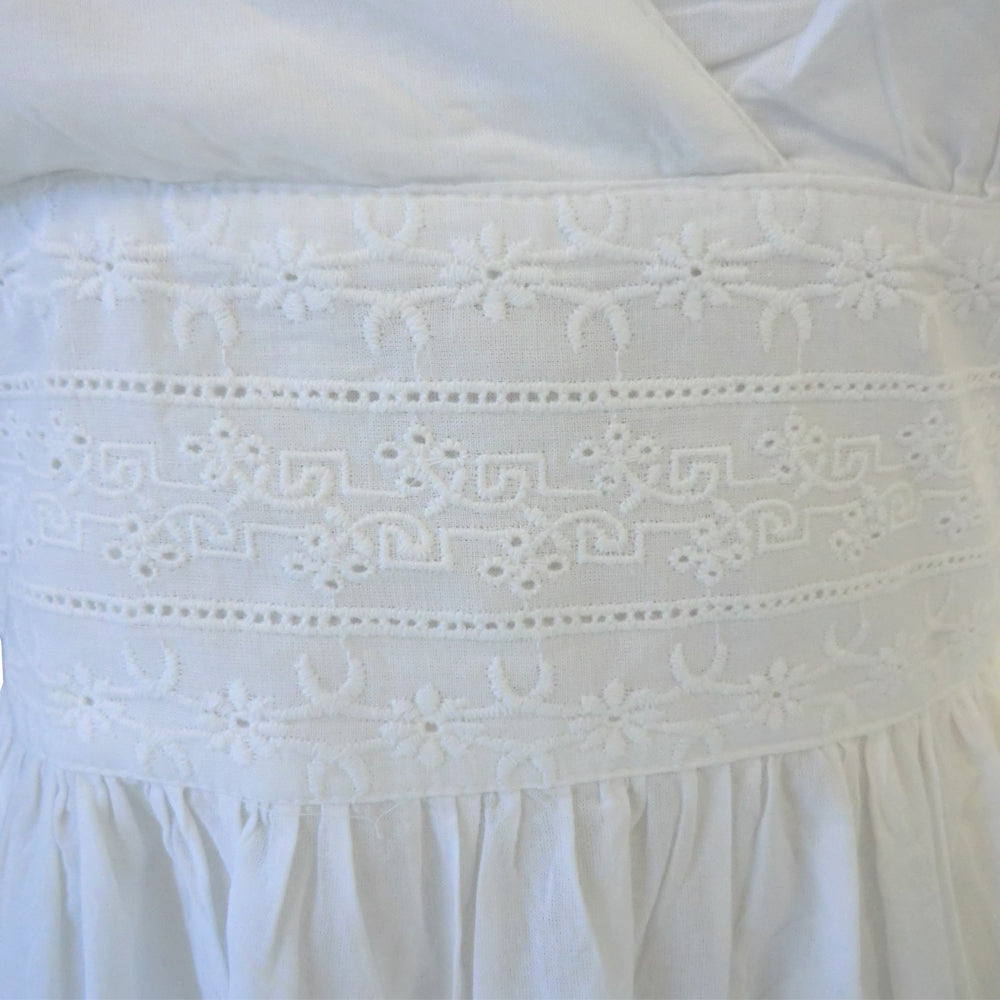 Ladies White Cotton Sleeveless V-Neck Nightdress 'Henrietta'