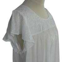 Ladies White Cotton Capped Sleeve Nightdress 'Nadine'