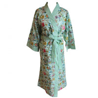 Ladies Mint Green Floral Print Cotton Dressing Gown