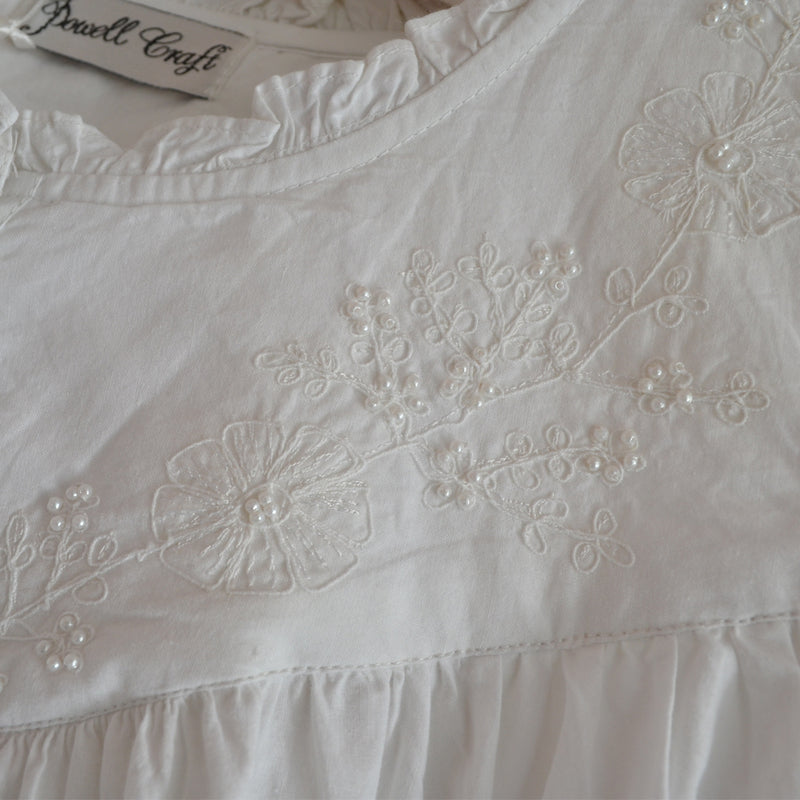 Ladies White Embroidered Sleeveless Nightdress 'Veronica'